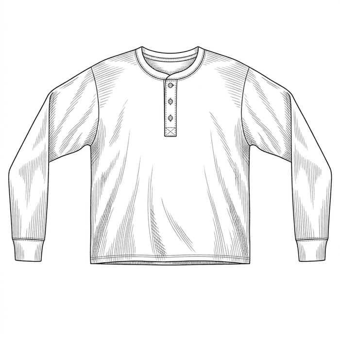Line drawing of The Blank Long Sleeve Henley